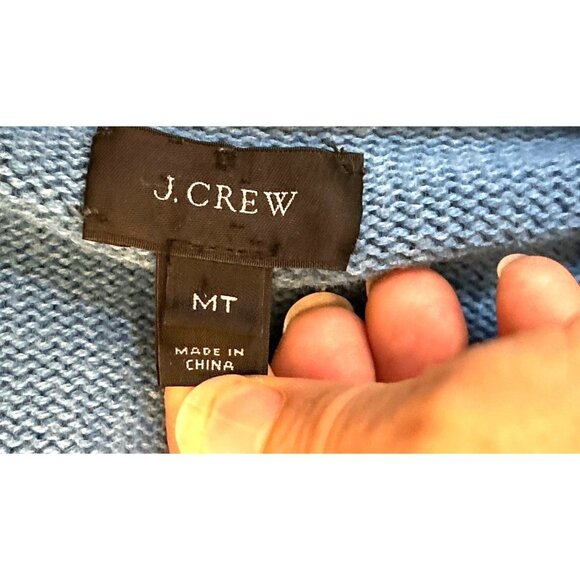 J.CREW 1/4 Zip Pullover Knitted Cotton Cashmere Light Blue Sweater Size Med/Tall - Picture 6 of 7